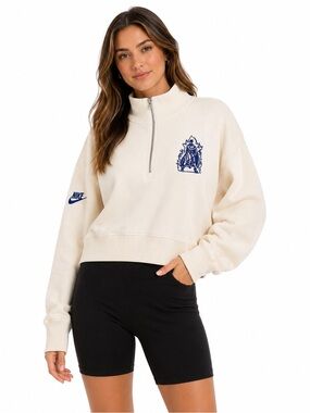 Nike x College Vault Batman Embroidered 1/4 Zip Oversized Sweatshirt Cream Size
